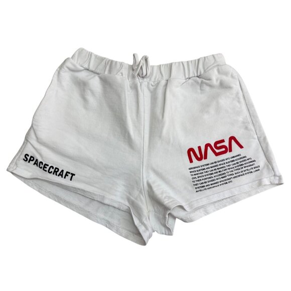 NASA-Themed White Shorts For Kids Shein Brand Size 11-12Y Cotton Blend Elastic W - Picture 1 of 8
